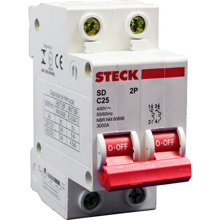 Disjuntor Bifásico 10 Amperes 2 Polos SDD62C10 Steck