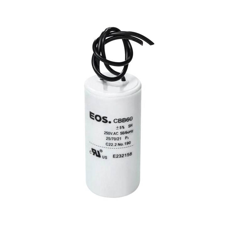 Capacitor Simples 25 Mfd 250V com Fio 38mm X 73mm Corpo Polipropileno EOS