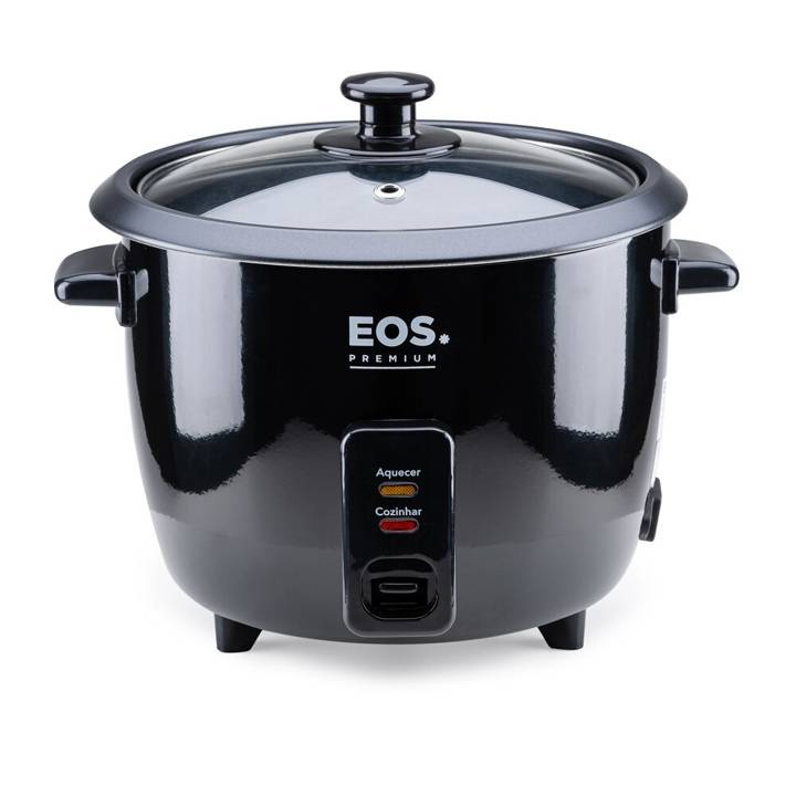 Panela Elétrica de Arroz EOS 8 Xícaras Premium Pratic Tampa de Vidro Preto EPA08P 220V