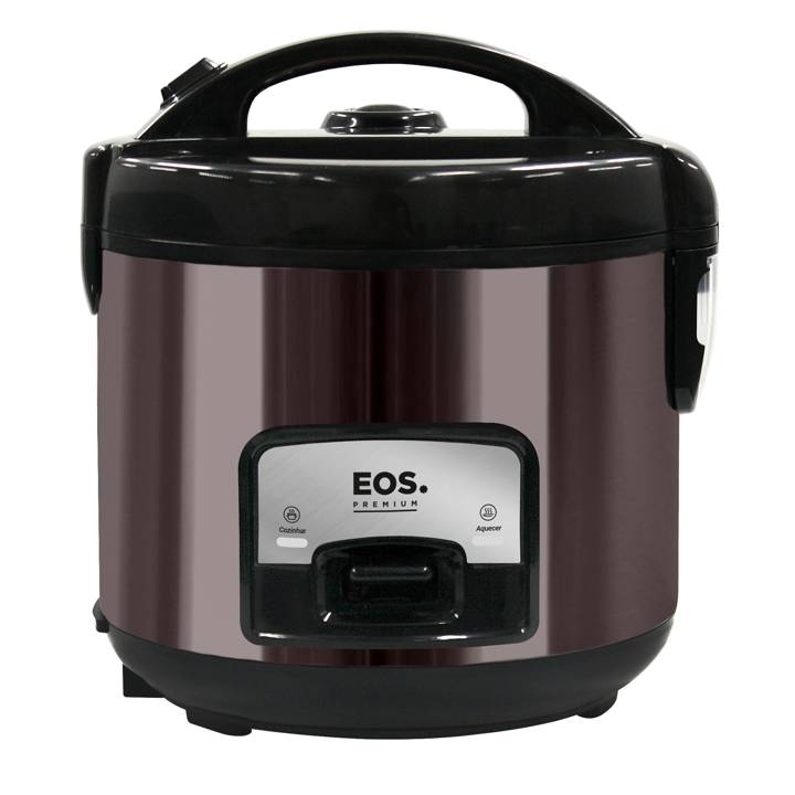 Panela Elétrica de Arroz EOS 5 Xícaras Titanium Preto com Tampa de Vidro Clear Glass EPA05PT 220V