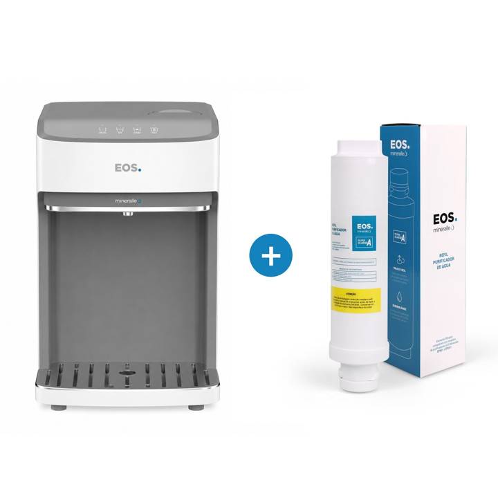 Kit 1 Ano EOS - Purificador de Água EOS EPC08B Mineralle Compressor 220V + Filtro Refil EFP01