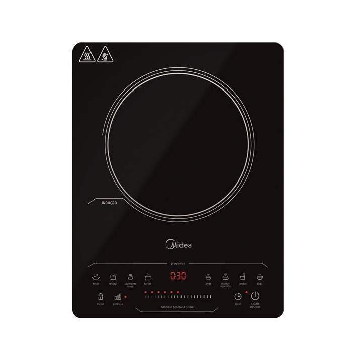 Cooktop de Indução 1 Boca Midea Preto Portátil 110V