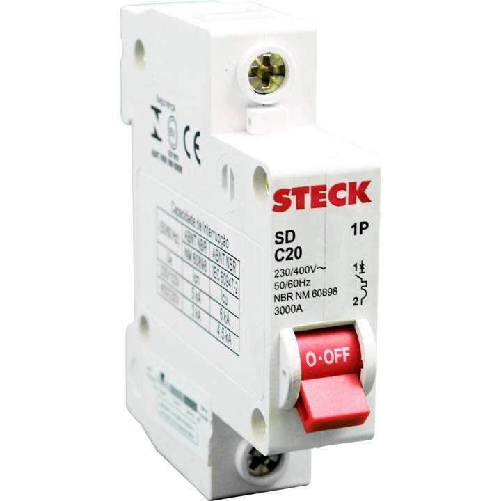 Disjuntor Monofásico 25 Amperes 1 Polo SDD61C25 Steck