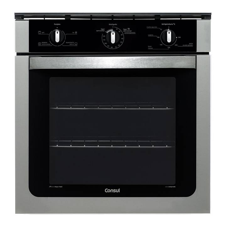 Forno Elétrico de Embutir Consul 84 Litros com Grill Prata COB84ARBNA 220V