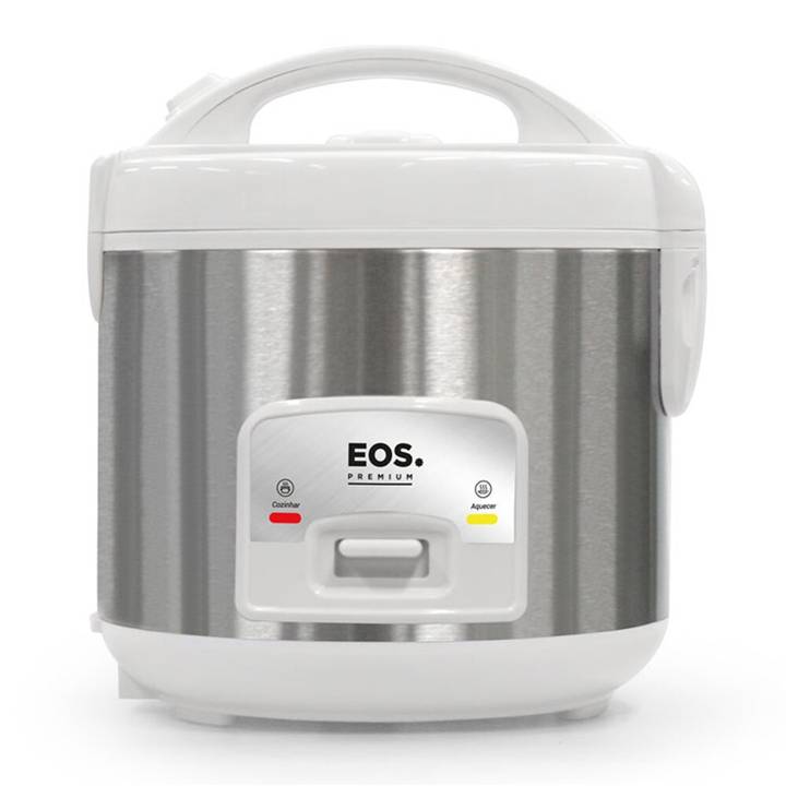 Panela Elétrica de Arroz EOS 10 Xícaras Inox Branco com Tampa de Vidro Clear Glass EPA10BI 220V