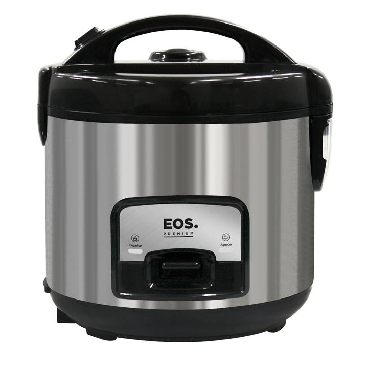 Panela Elétrica de Arroz EOS 5 Xicaras  com Tampa Vidro Clear Glass Inox Preto EPA05PI 110V