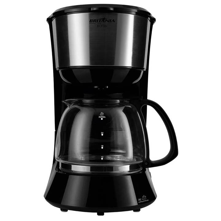 Cafeteira Britânia 30 Xícaras Preto e Prata BCF36I 220V