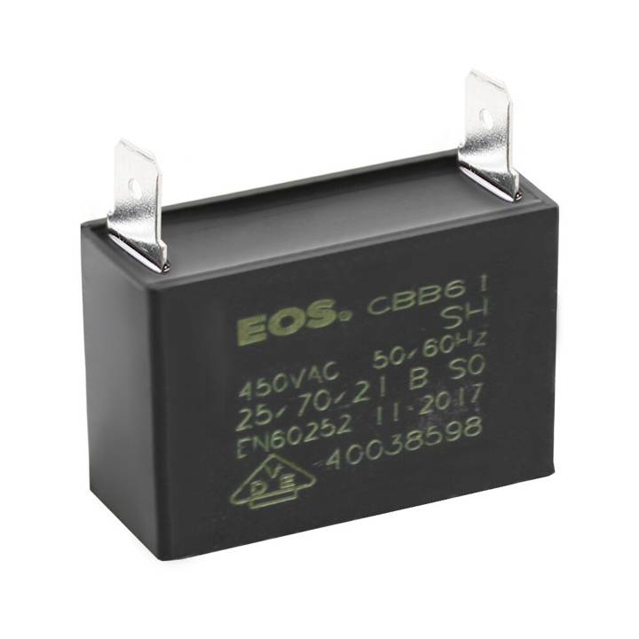 Capacitor Caixa 2 Mfd 450V com 2 Terminais 37mm X 17mm X 27mm EOS