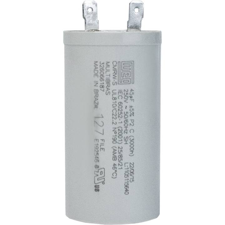 Capacitor Simples 45Mf 400V com Terminal Duplo Fast-On 45X74 Weg