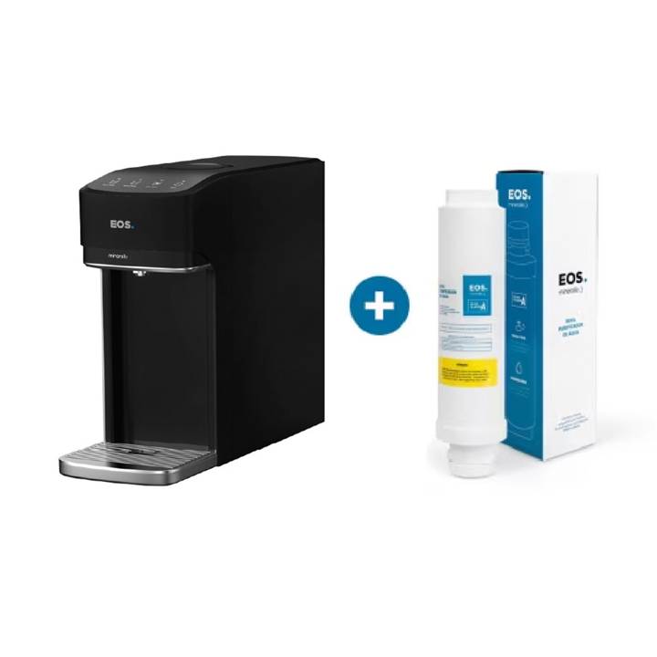 Purificador de Água EOS Mineralle Slim Touch Eletrônico Preto EPE08P Bivolt + Filtro Refil EFP01